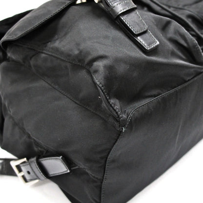 PRADA Triangle Logo Double Backpack Black Size ONE SIZE