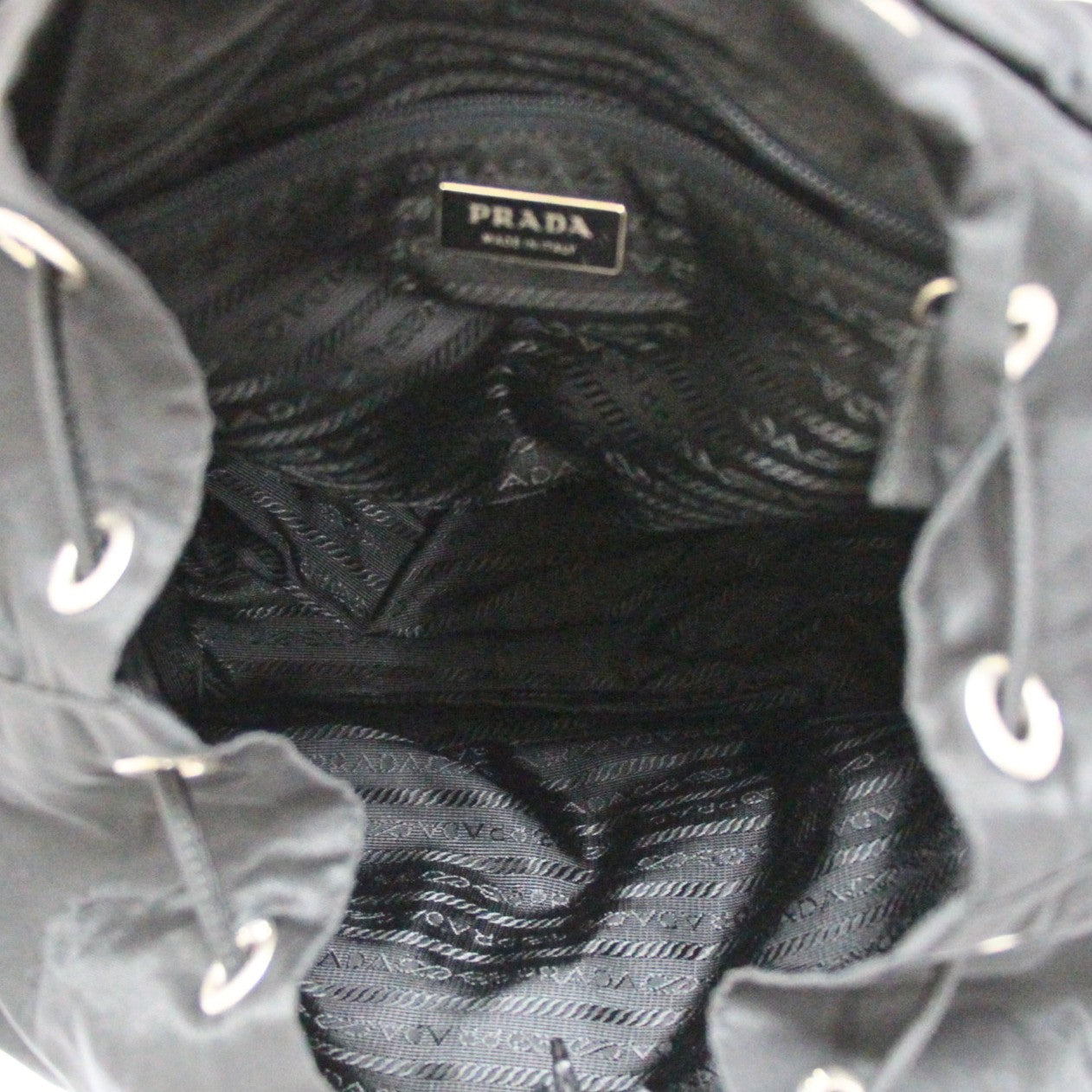 PRADA Triangle Logo Double Backpack Black Size ONE SIZE