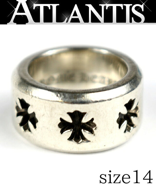CHROME HEARTS CH Plus Thick Band Silver Ring Size US 7