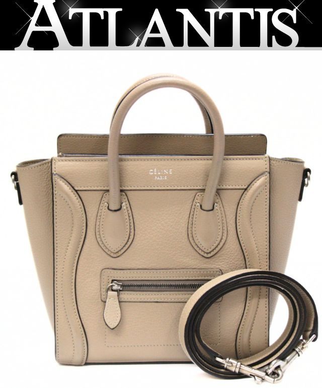CELINE Luggage Nano Shopper Greige 2-Way Bag Size ONE SIZE