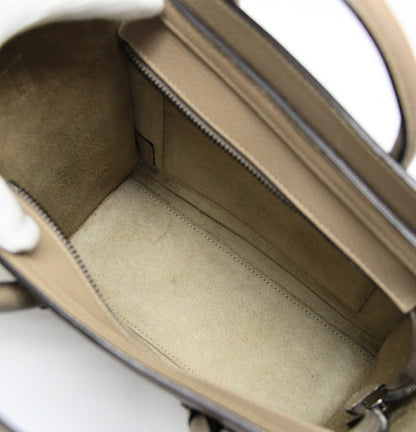 CELINE Luggage Nano Shopper Greige 2-Way Bag Size ONE SIZE