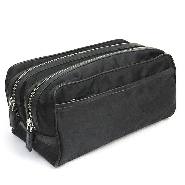 PRADA Triangle Logo Nylon Clutch Bag Black Size ONE SIZE