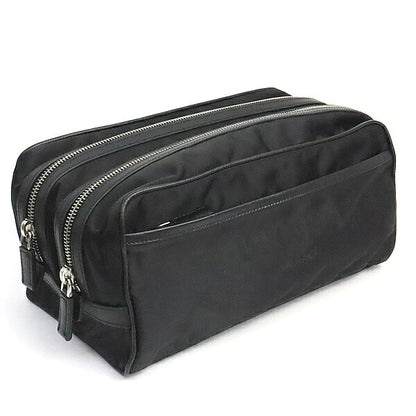 PRADA Triangle Logo Nylon Clutch Bag Black Size ONE SIZE