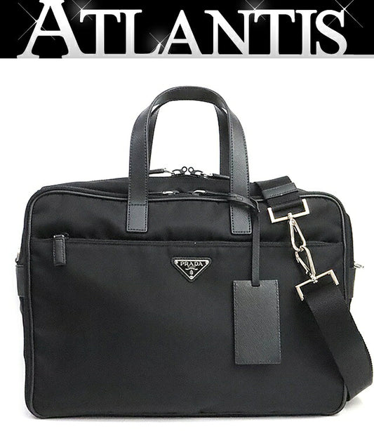 PRADA Triangle Logo Nylon 2WAY Briefcase Black Size ONE SIZE