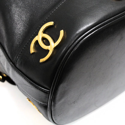 CHANEL Triple Coco Lambskin Bag Black Size ONE SIZE