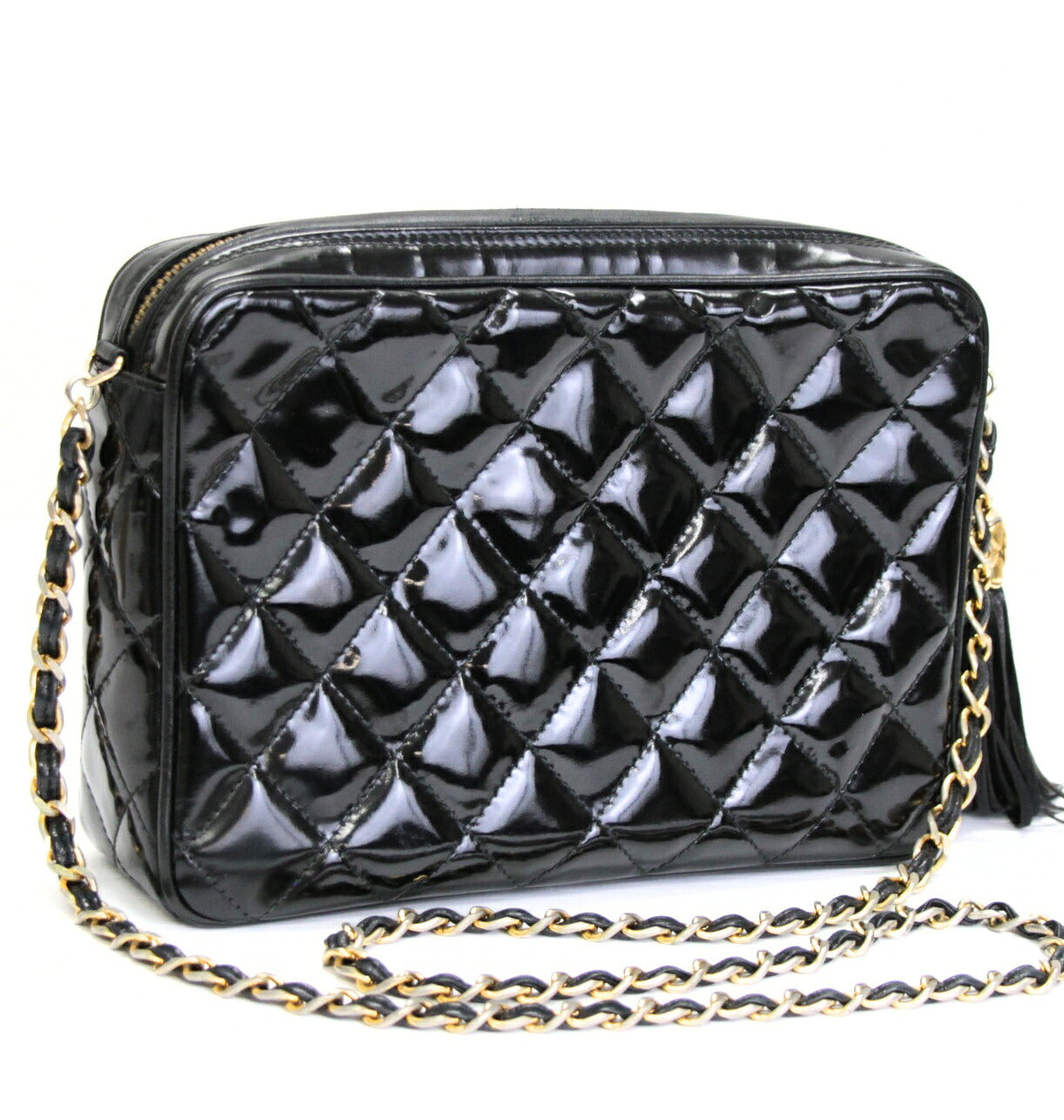 CHANEL Matelasse Fringe Coco Mark Bag Black Size ONE SIZE