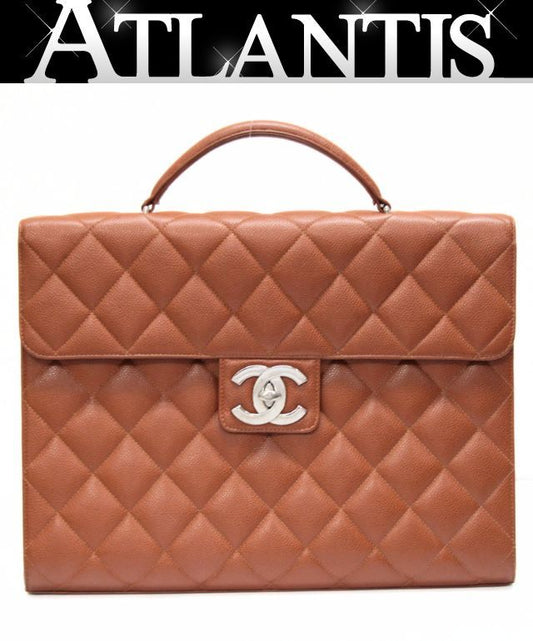 CHANEL Matelasse Caviar Skin Brown Briefcase Size ONE SIZE