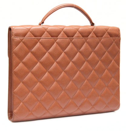 CHANEL Matelasse Caviar Skin Brown Briefcase Size ONE SIZE