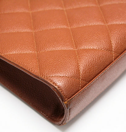 CHANEL Matelasse Caviar Skin Brown Briefcase Size ONE SIZE