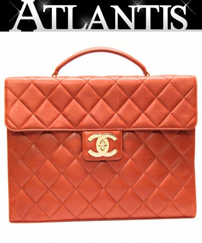 CHANEL Matelasse Lambskin Brown Briefcase Size ONE SIZE