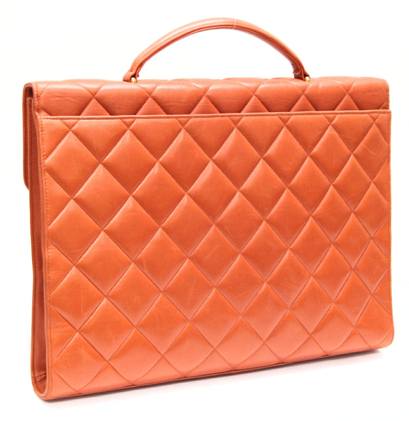 CHANEL Matelasse Lambskin Brown Briefcase Size ONE SIZE