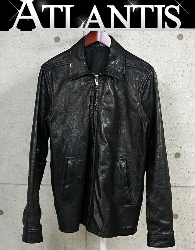 RICK OWENS BRAD Leather Jacket Black Size 48