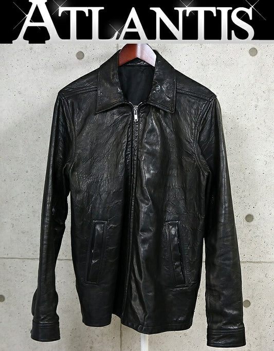 RICK OWENS BRAD Leather Jacket Black Size 48