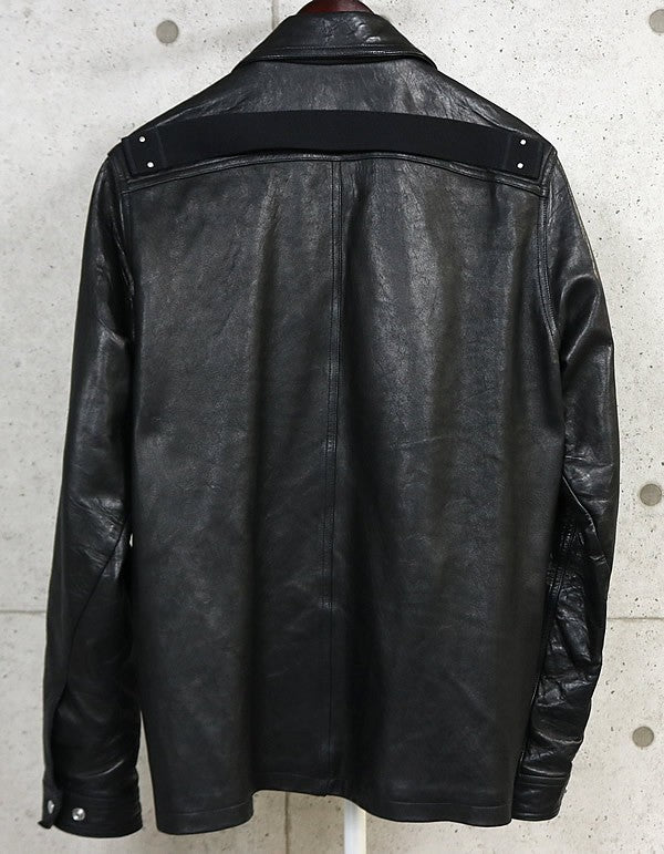 RICK OWENS BRAD Leather Jacket Black Size 48