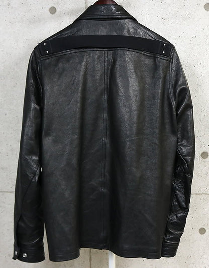 RICK OWENS BRAD Leather Jacket Black Size 48