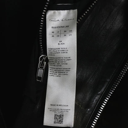 RICK OWENS BRAD Leather Jacket Black Size 48