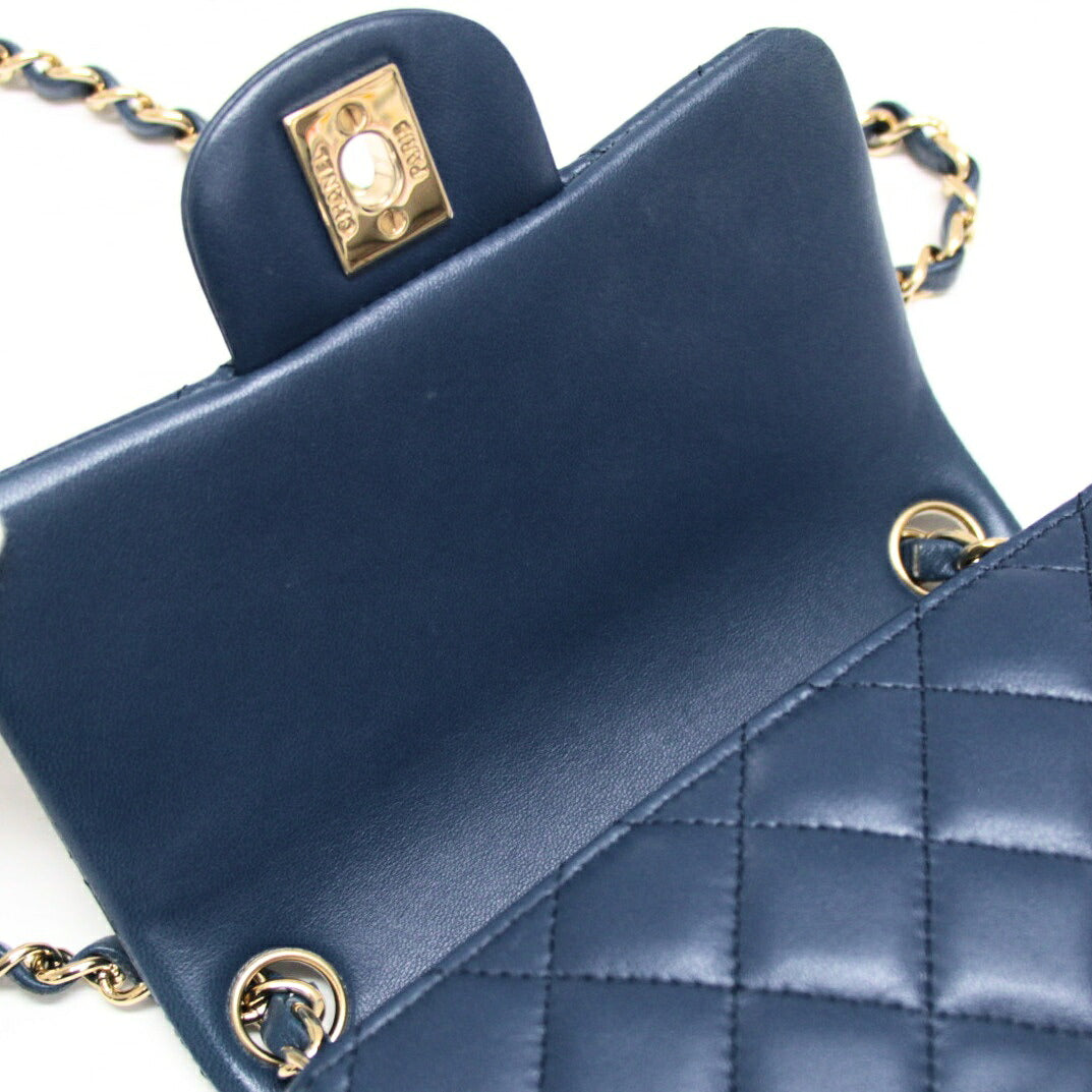 CHANEL Mini Matelasse 17 Lambskin Bag Blue Size ONE SIZE