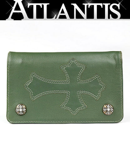 CHROME HEARTS 1ZIP Cross Patch Wallet Green Size ONE SIZE