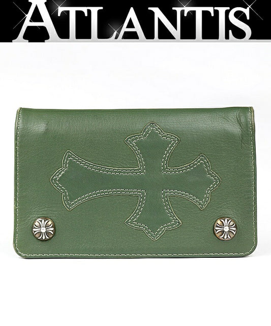 CHROME HEARTS 1ZIP Cross Patch Wallet Green Size ONE SIZE