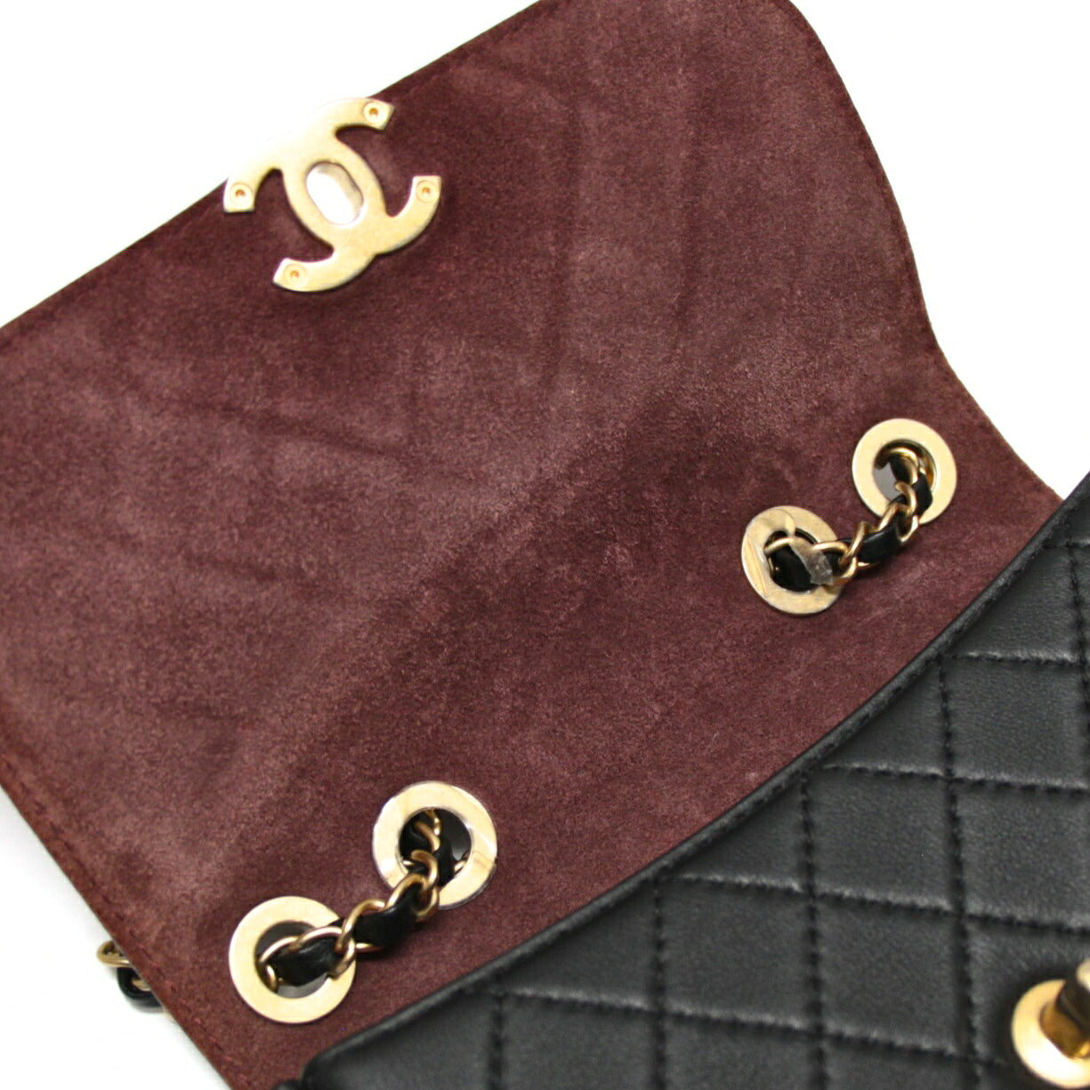 CHANEL Matelasse Leather Chain Bag Black Size ONE SIZE