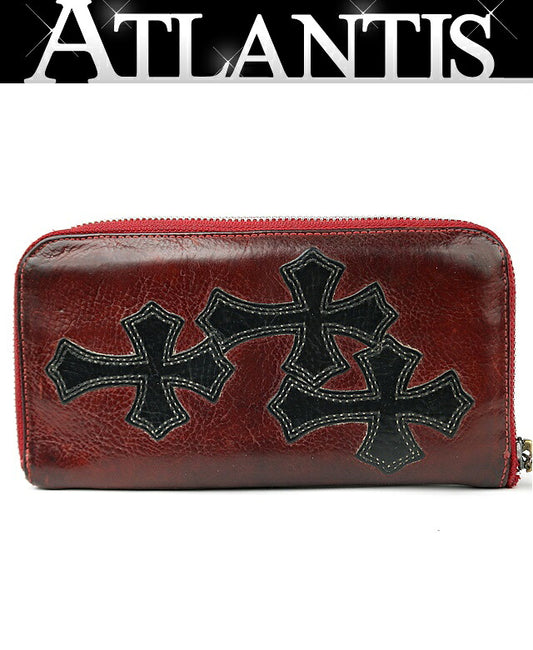 CHROME HEARTS Custom REC F ZIP #2 3 Wallet Red Size ONE SIZE