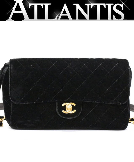 CHANEL Matelasse Velour Black Backpack Size ONE SIZE