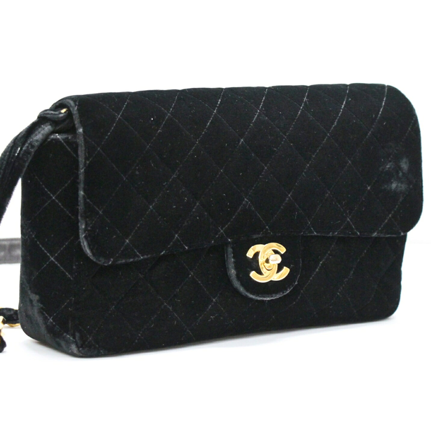 CHANEL Matelasse Velour Black Backpack Size ONE SIZE