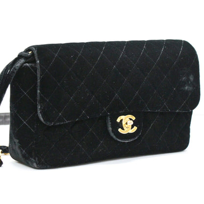 CHANEL Matelasse Velour Black Backpack Size ONE SIZE
