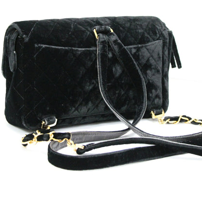 CHANEL Matelasse Velour Black Backpack Size ONE SIZE