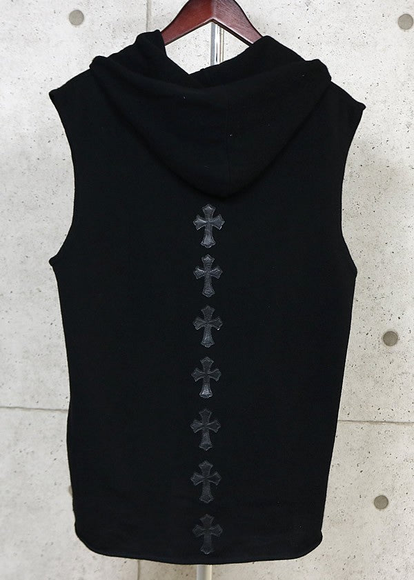 CHROME HEARTS Cross Patch Double Zip Vest Black Size M