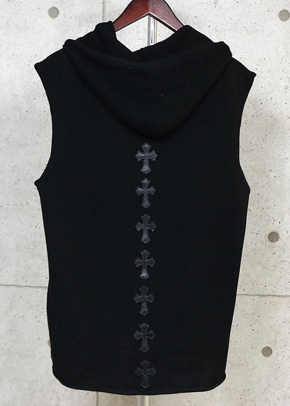 CHROME HEARTS Cross Patch Double Zip Vest Black Size M