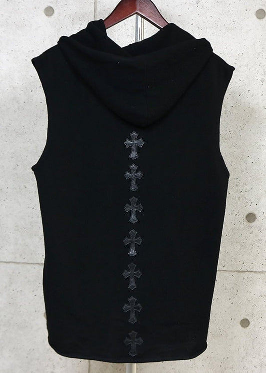 CHROME HEARTS Cross Patch Double Zip Vest Black Size M