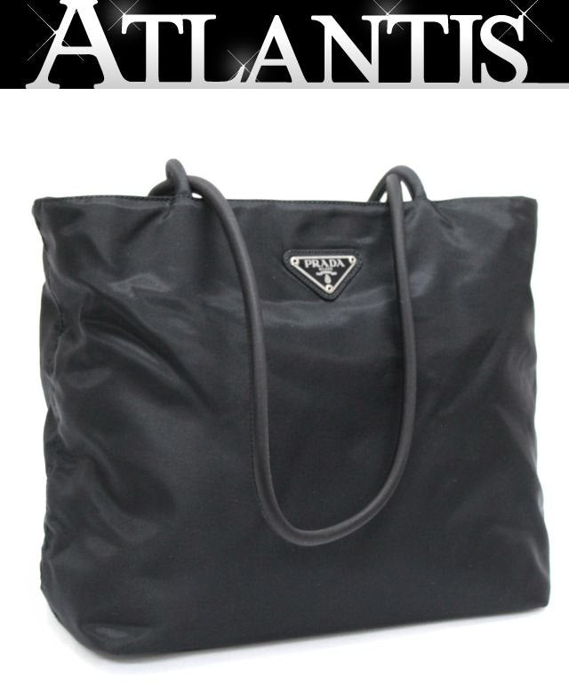 PRADA Triangle Logo Nylon Mini Tote Bag Black Size ONE SIZE