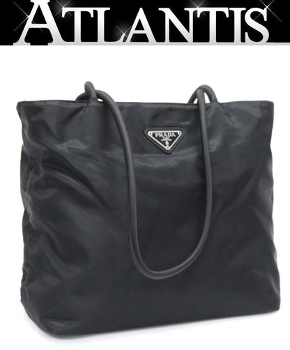 PRADA Triangle Logo Nylon Mini Tote Bag Black Size ONE SIZE