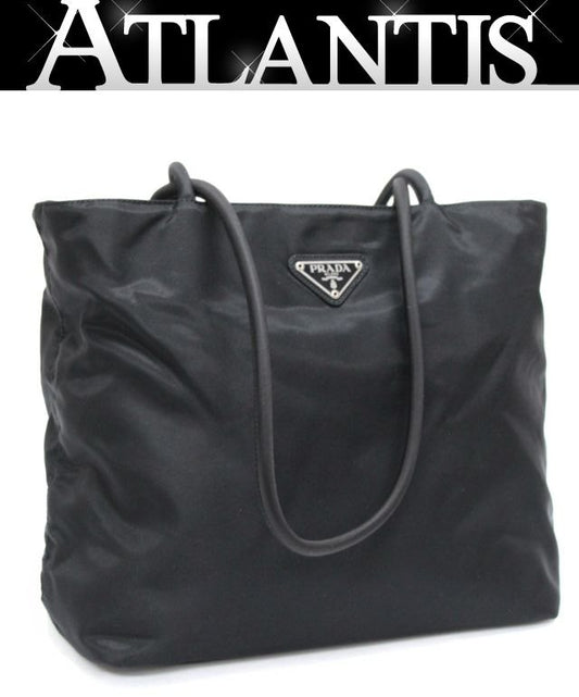 PRADA Triangle Logo Nylon Mini Tote Bag Black Size ONE SIZE