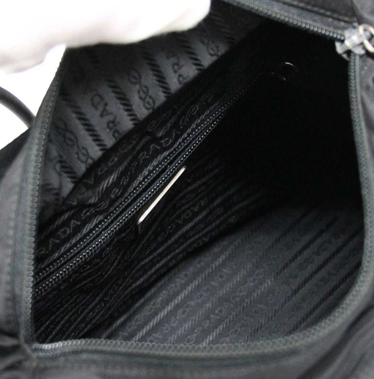 PRADA Triangle Logo Nylon Mini Tote Bag Black Size ONE SIZE