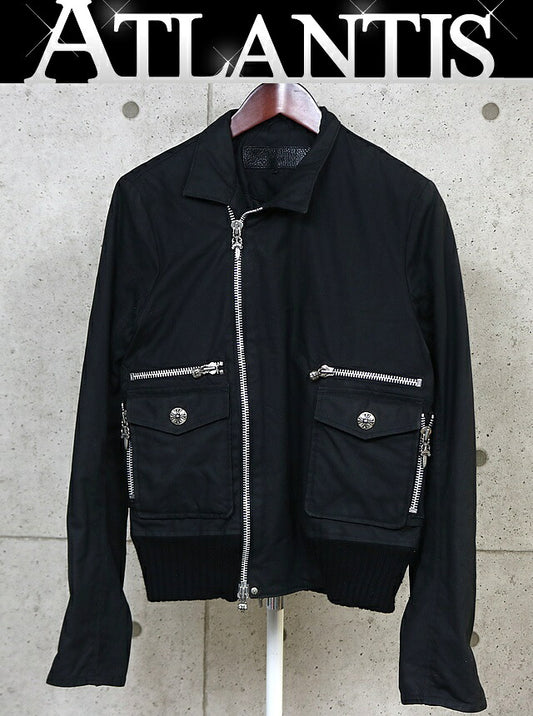 CHROME HEARTS Cross Button Double Zip Jacket Black Size S