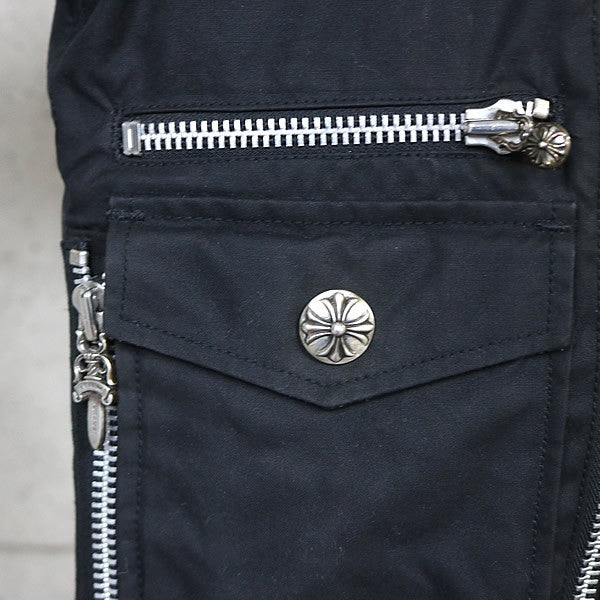 CHROME HEARTS Cross Button Double Zip Jacket Black Size S
