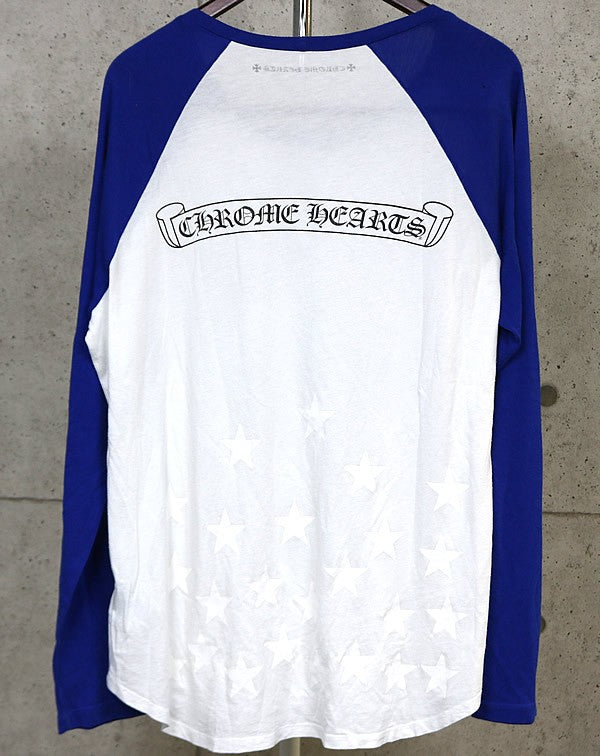 CHROME HEARTS Star Scroll Label Raglan Long Sleeve Tee Blue Size XXL