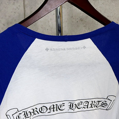 CHROME HEARTS Star Scroll Label Raglan Long Sleeve Tee Blue Size XXL