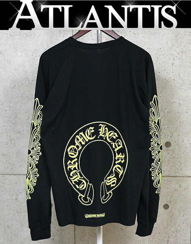 CHROME HEARTS Horseshoe Print Pocket Long Sleeve Tee Black Size L