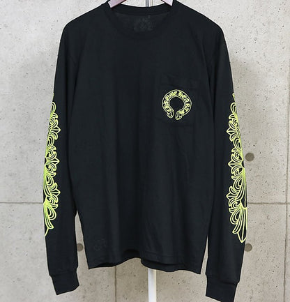 CHROME HEARTS Horseshoe Print Pocket Long Sleeve Tee Black Size L