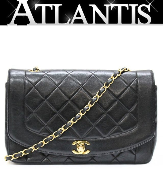 CHANEL Diana 25 Matelasse Lambskin Bag Black Size ONE SIZE