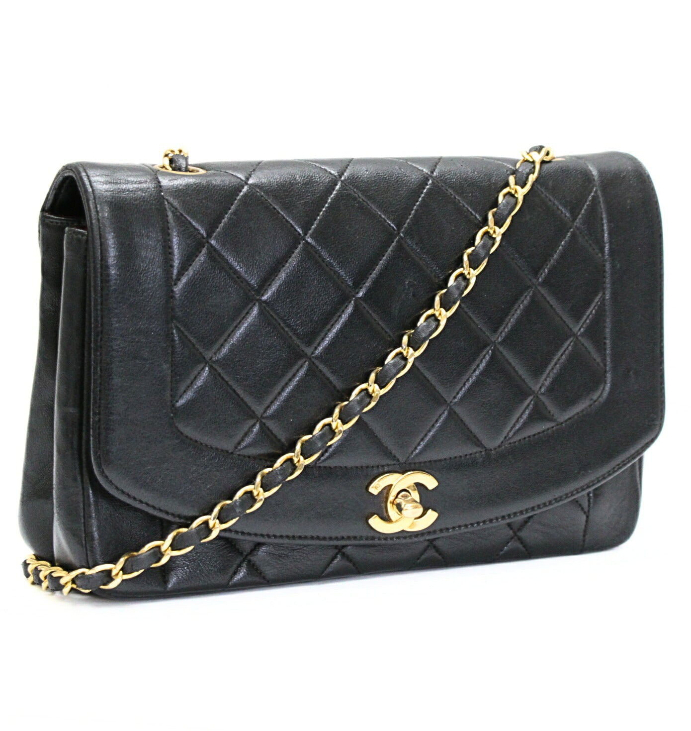 CHANEL Diana 25 Matelasse Lambskin Bag Black Size ONE SIZE