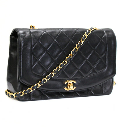 CHANEL Diana 25 Matelasse Lambskin Bag Black Size ONE SIZE