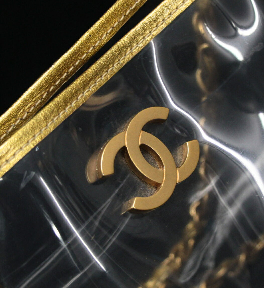 CHANEL Coco Mark Clear Vinyl Leather Tote Bag Size ONE SIZE