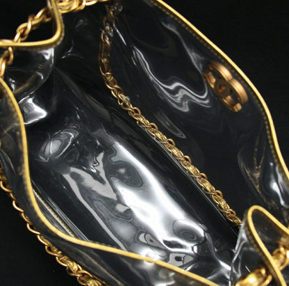 CHANEL Coco Mark Clear Vinyl Leather Tote Bag Size ONE SIZE