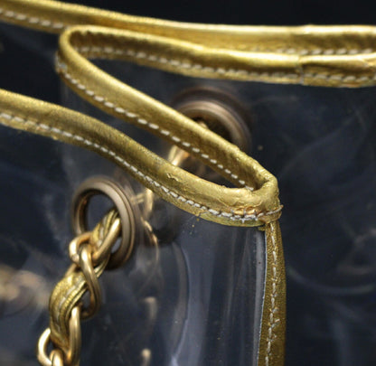 CHANEL Coco Mark Clear Vinyl Leather Tote Bag Size ONE SIZE
