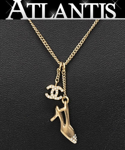 CHANEL Coco Mark Heel Motif Necklace Gold Size ONE SIZE