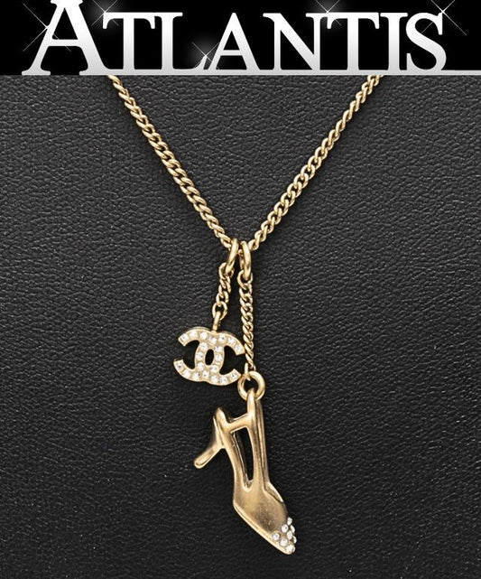 CHANEL Coco Mark Heel Motif Necklace Gold Size ONE SIZE
